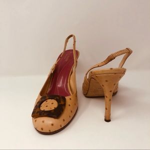 Kate Spade Ostrich Embossed Sling Back Pumps -9.5